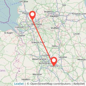 Coventry Bolton train map