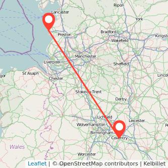 Coventry Blackpool train map