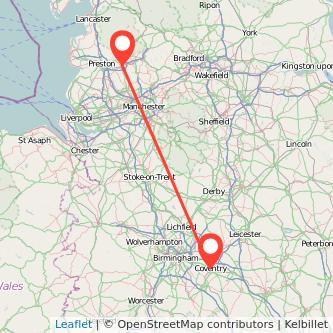 Coventry Blackburn bus map