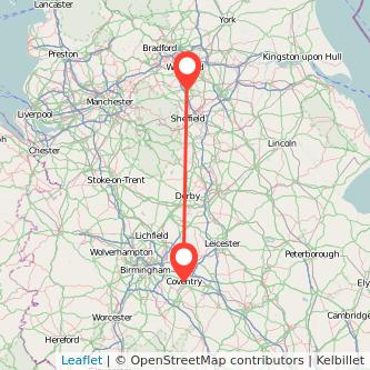 Coventry Barnsley bus map