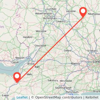 Corby Taunton train map