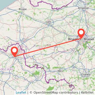 Mapa del viaje Bruselas Lille en bus