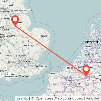 Brussels Newark on Trent train map