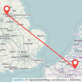 Brussels Bradford train map