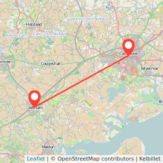 Colchester Witham train map