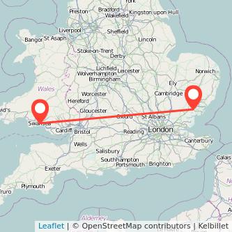 Colchester Swansea train map