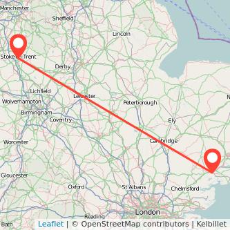 Colchester Stoke-on-Trent train map