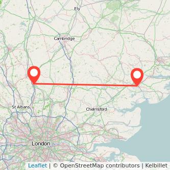 Colchester Stevenage train map