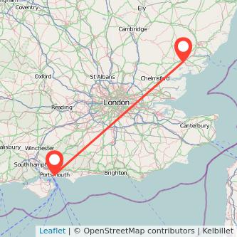 Colchester Portsmouth train map