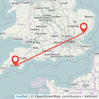 Colchester Plymouth train map