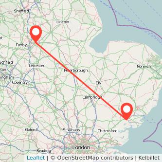 Colchester Nottingham train map