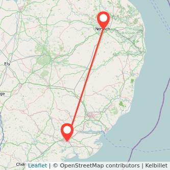 Colchester Norwich train map