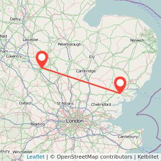 Colchester Northampton train map