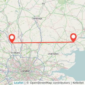 Colchester Luton bus map