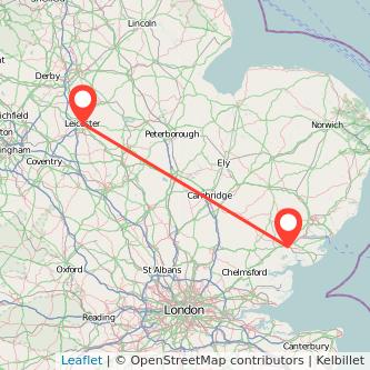 Colchester Leicester train map