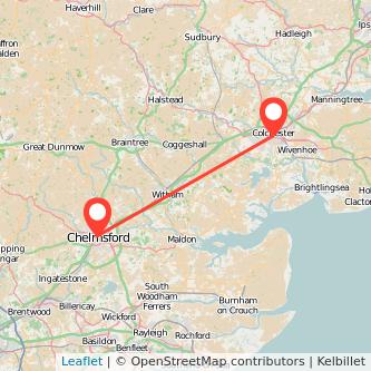 Colchester Chelmsford bus map