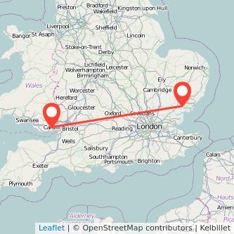 Colchester Cardiff train map