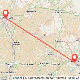 Colchester Cambridge bus map