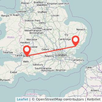 Colchester Bristol train map