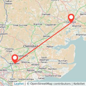 Colchester Brentwood train map