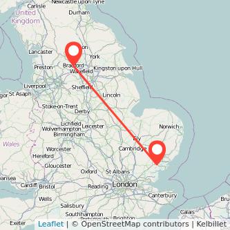 Colchester Bradford train map