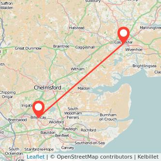 Colchester Billericay train map