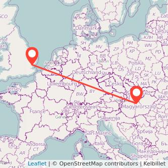 Colchester Budapest train map