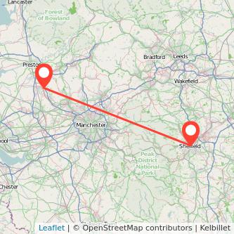 Chorley Sheffield train map