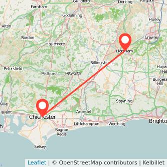 Chichester Horsham train map