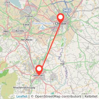 Chester Wrexham train map