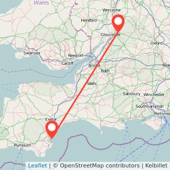 Cheltenham Torquay train map