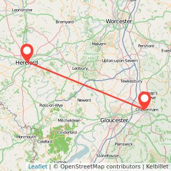 Cheltenham Hereford bus map