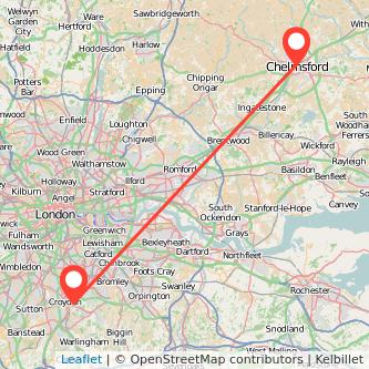 Chelmsford Croydon train map