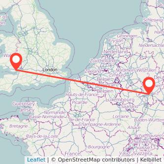 Cardiff Frankfurt flight map