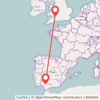 Cardiff Seville flight map