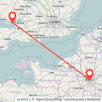 Cardiff Paris train map