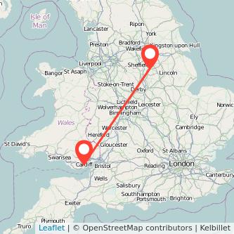 Cardiff Worksop bus map