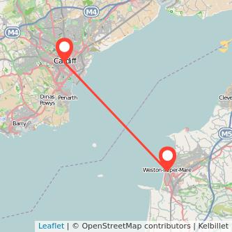 Cardiff Weston-super-Mare bus map