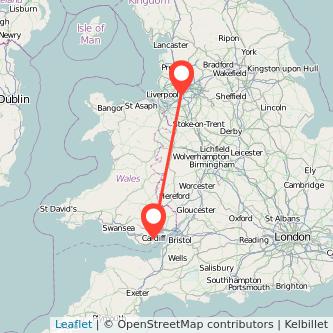 Cardiff Warrington train map