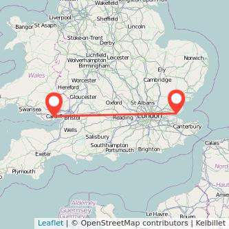 Cardiff Southend-on-Sea bus map