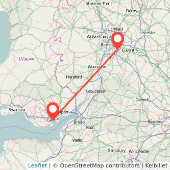 Cardiff Solihull bus map