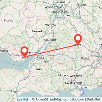 Cardiff Oxford bus map