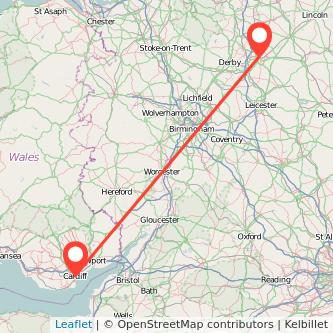 Cardiff Nottingham bus map