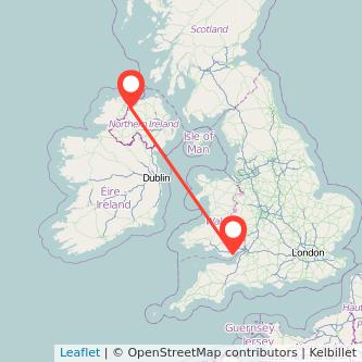 Cardiff Derry flight map