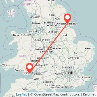 Cardiff Hull train map