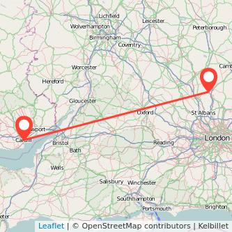 Cardiff Hitchin bus map