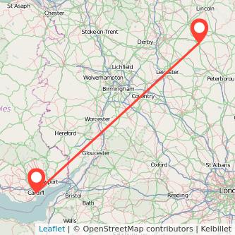 Cardiff Grantham bus map