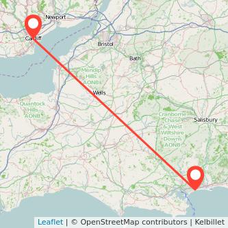 Cardiff Bournemouth bus map