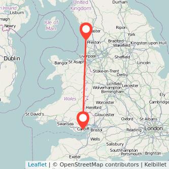 Cardiff Blackpool train map