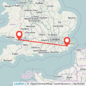 Cardiff Ashford bus map